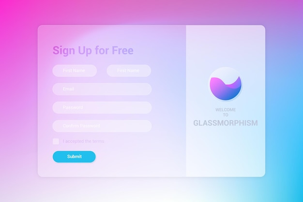 Glassmorphism Sign up Form Landing Page