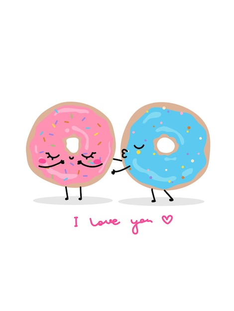 Glazed donuts are in love I love you text poster Valentine's day food card