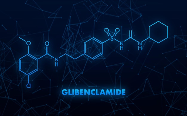 Glibenclamide concept chemical formula icon label text font vector illustration