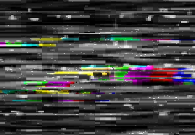 Vector glitch digital color distortion line pixel noise