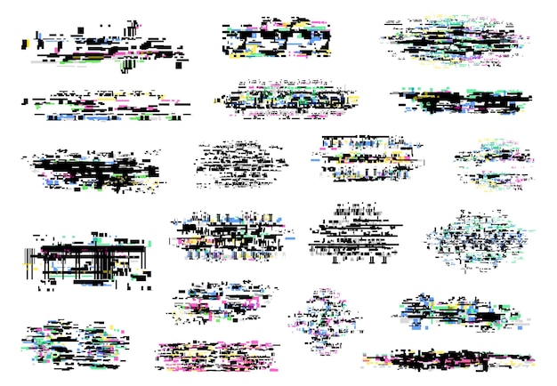 Glitch and digital pixel noise vector textures