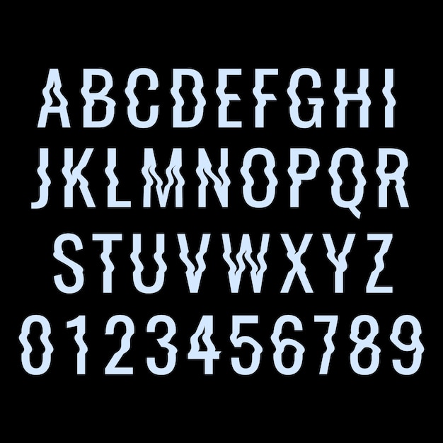 Glitch distortion alphabet template