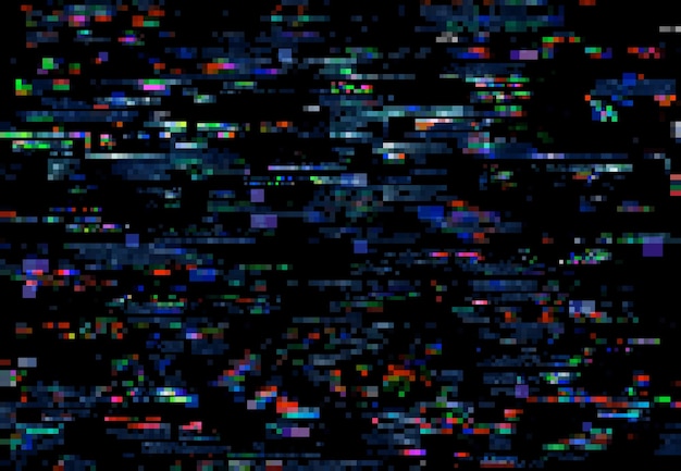 Glitch noise of TV pixels on digital screen background