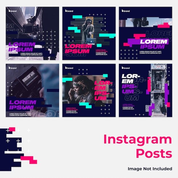 Vector glitch social media instagram banner