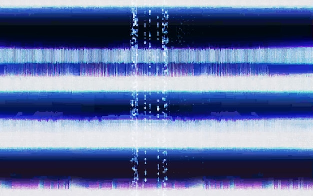 Vector glitch or static noise texture with white stripes and blue colored pixels no signal 404 error abstract background glitch screen effect background overlay digital pixel dots noise glitch error