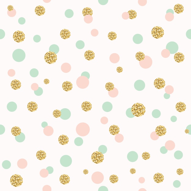 Glitter confetti polka dot seamless pattern.