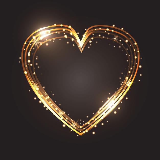 Vector glitter gold heart frame with space for text