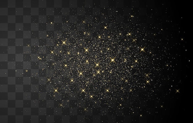 Glitter gold particles shine effect on png background, golden explosion of confetti