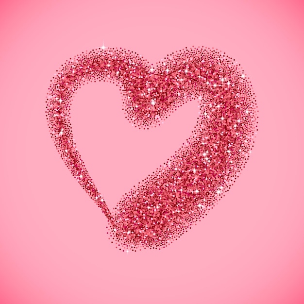 Vector glitter heart with sparkles for valentines day