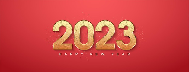 Glitter number in shiny gold happy new year 2023