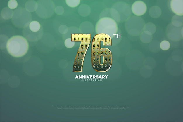 Glittering number illustration for 76th anniversary celebration banner