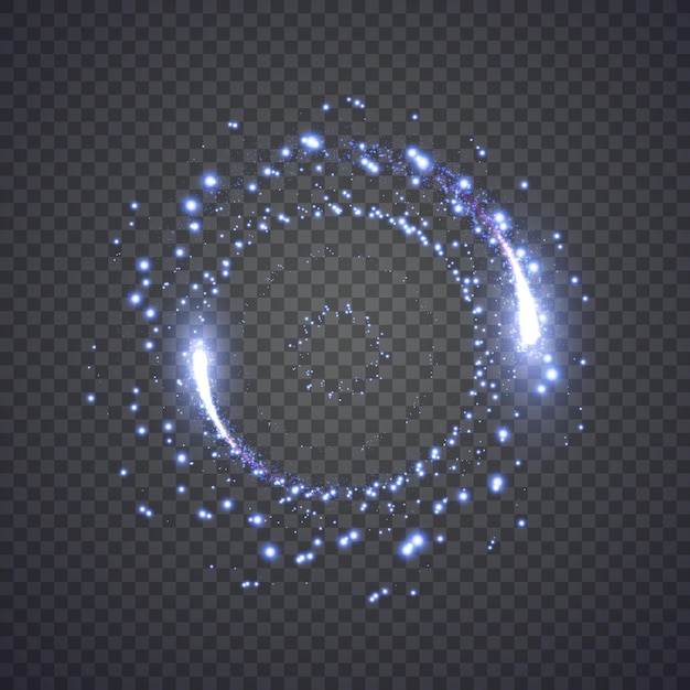 Glittering star dust lights circle. Illustration isolated on background. Graphic concept for your design