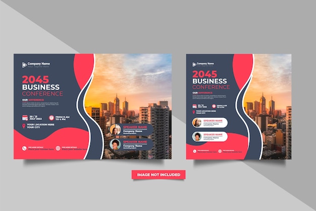 Global business conference flyer or horizontal flyer and invitation banner design and live webinar