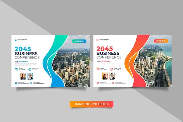 Global business conference flyer or horizontal flyer and invitation banner design and live webinar