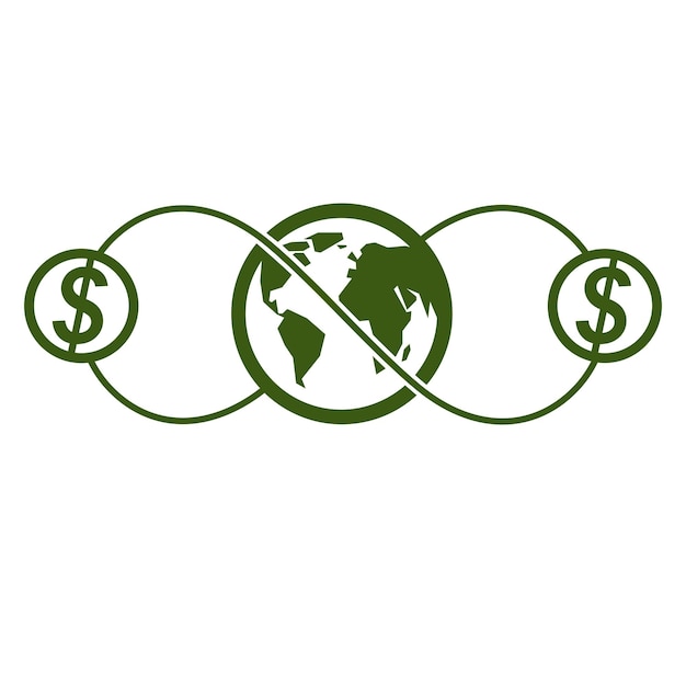 Global Business and E-Business creative logo, unique vector symbol created with different elements. Global Financial System. World Economy.