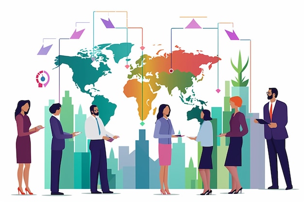 Vector global business growth illustration