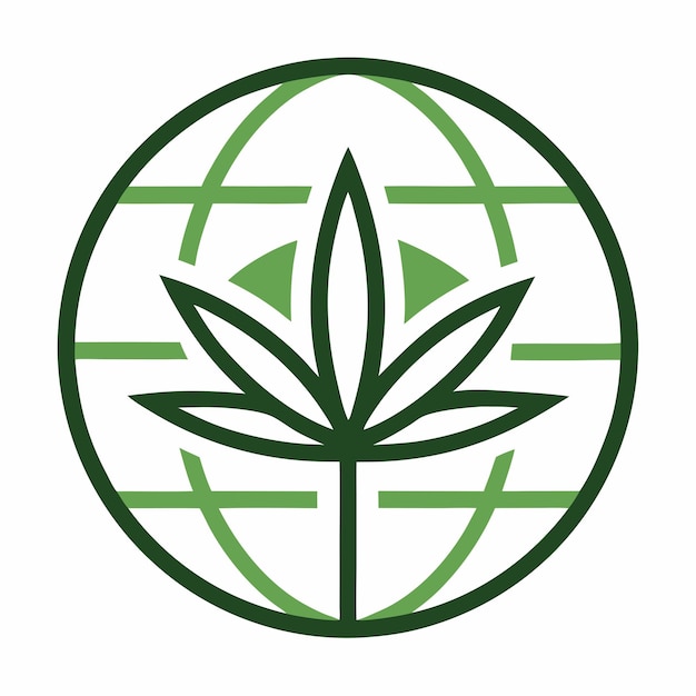 global cannabis line art logo design vector art and illustration