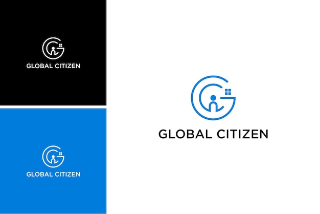 global citizen logo design, person icon vector,abstract letter GC logotype