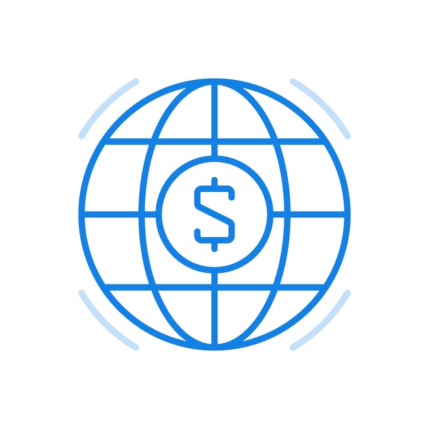 Global commerce transaction vector line icon economic worldwide investment and rich foreign exchange