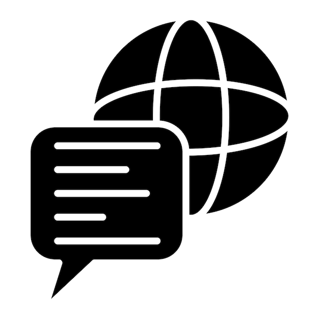 Global Communication Glyph Solid Black Illustration