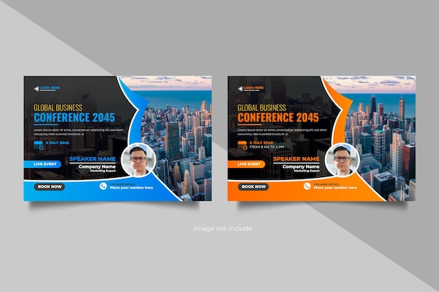 Global corporate business conference flyer template or business webinar conference banner design