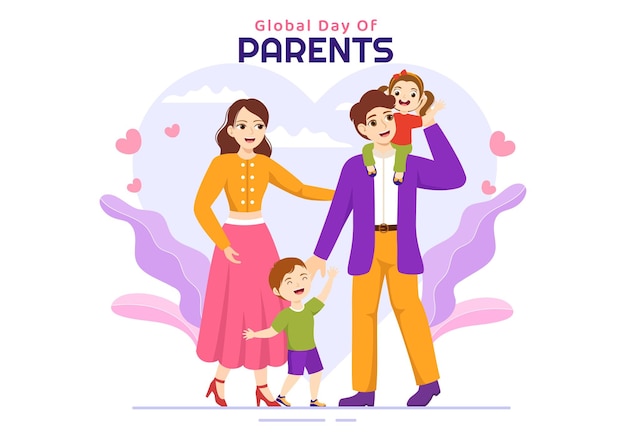 Global Day of Parents Illustration with Importance of Being a Parenthood and its Role in Kids