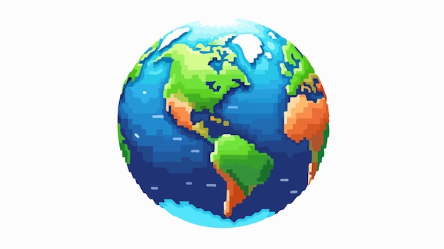 Global Earth Retro Pixel Art Eight Bit Vintage Video Game Design