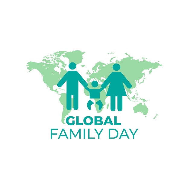 Global family day logo world map background vector illustration design template