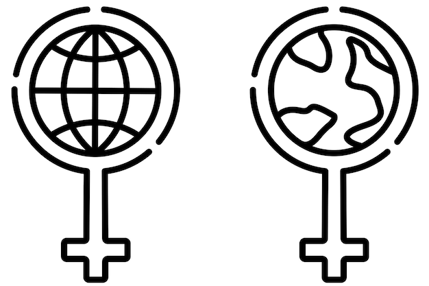 Global feminism line icon 8 march vector line symbol Womens day sign Global gender inequality picto