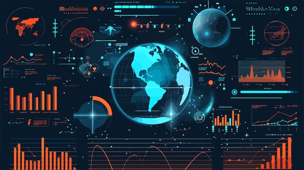 Vector global financial charts and graphs conceptual image