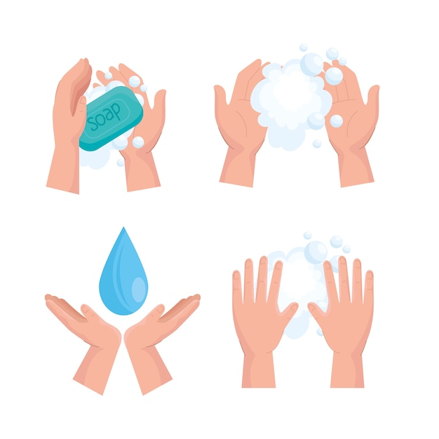 Global handswashing day set icons design, Hygiene wash health and clean