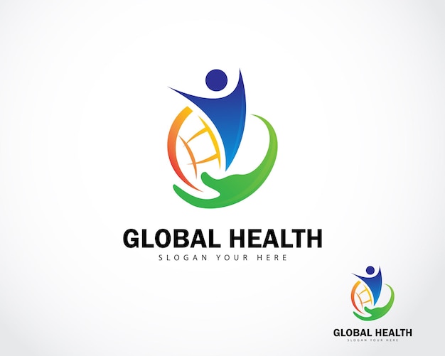 Global health logo creative design concept health care medical sign symbol icon vector