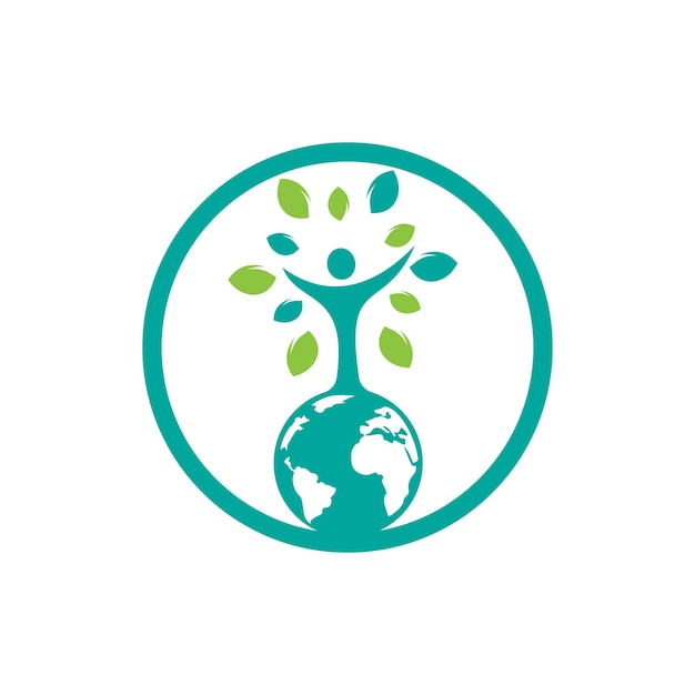 Global human tree vector logo design template