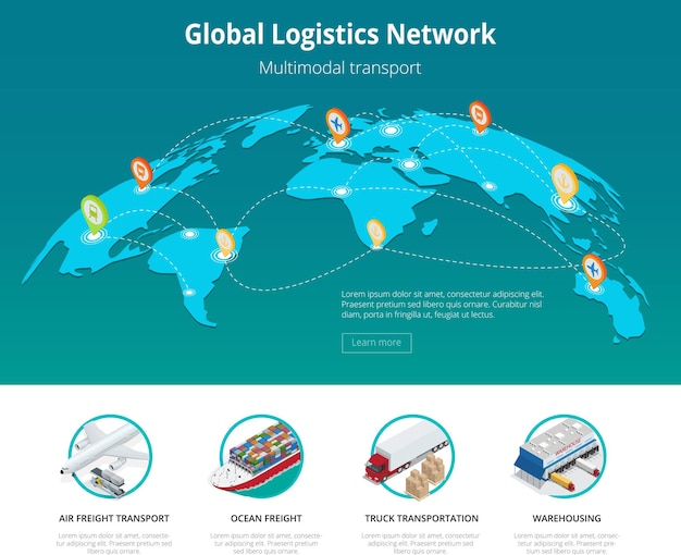 Vector global logistics network vehicles designed to carry large numbers of china cargo