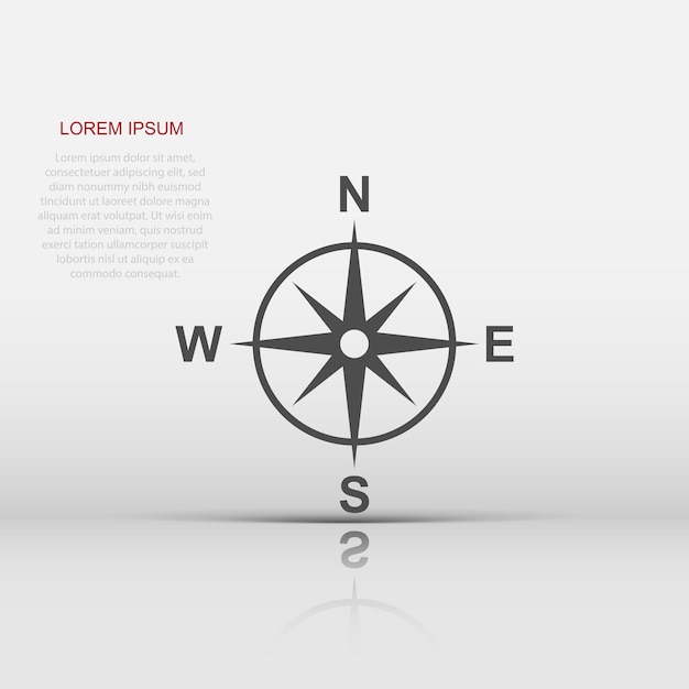 Global navigation icon in flat style Compass gps vector illustration on white isolated background Location discovery business concept