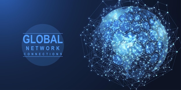 Vector global network connection in the global computer networks internet technology