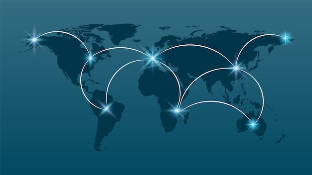 Global network connection, internet and global connection concept