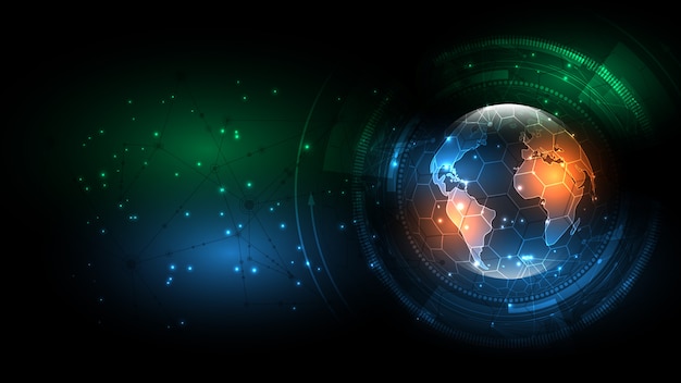 Global network connection World map abstract technology background