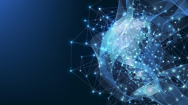 Global network connection. World map point and line composition concept of global business. Internet technology. Social network. Vector Illustration.