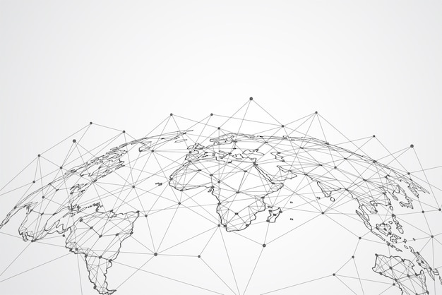 Global network connection. World map point and line composition concept of global business. Vector Illustration