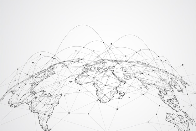 Global network connection World map point and line composition concept of global business Vector Illustration