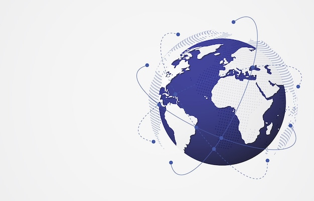 Global network connection World map point and line composition concept of global business Vector Illustration