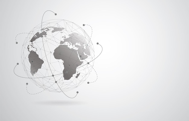 Global network connection World map point and line composition concept of global business Vector Illustration