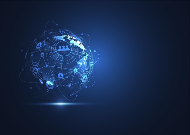Global network connection World map point and line composition concept of global business Vector Illustration