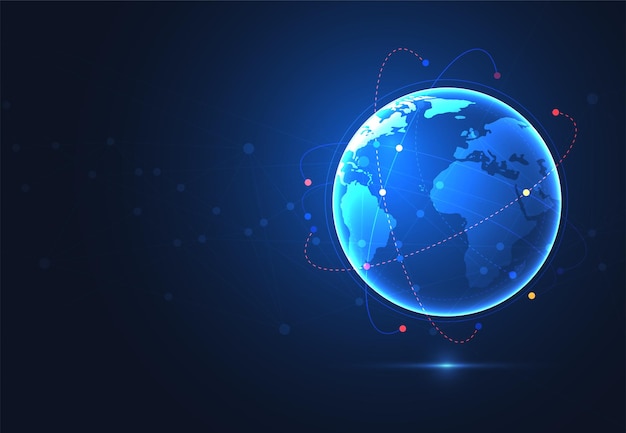 Global network connection World map point and line composition concept of global business Vector Illustration