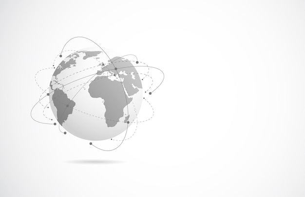 Vector global network connection world map point and line composition concept of global business vector illustration