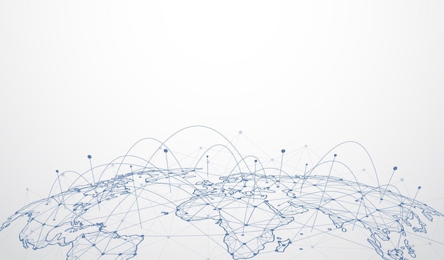 Global network connection World map point and line composition concept of global business Vector Illustration