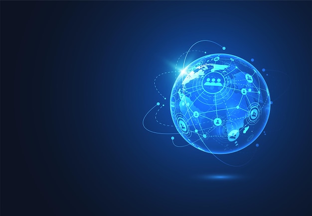 Global network connection World map point and line composition concept of global business Vector Illustration