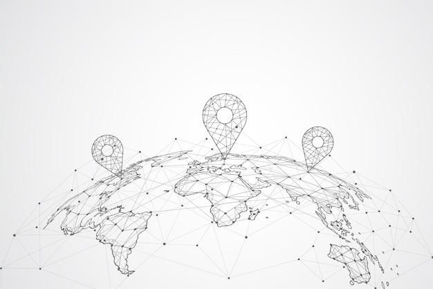 Global network connection World map point and line composition concept of global business Vector Illustration