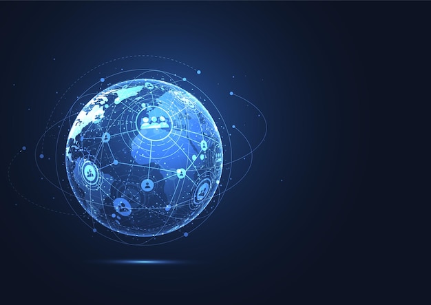 Global network connection World map point and line composition concept of global business Vector Illustration